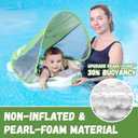 GENTEACO Mambobaby Baby Swim Float with Canopy Non-Inflatable Infant Pool Float with Tail 3-24 Months Avoid Flip Solid Skin-Friendly Material for Toddler Boys Girls, Small