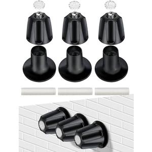Sousac 3 PCS Metal Shower Knob Replacement, Tub Faucet Handle with Hot/Cold/Diverter/Flange Base, Bathtub Knob Compatible with Price Pfister Verve Fits 5-1/2''H,12 Tooth Broach Stem (Black)