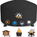 Zettum Fire Pit Cover Round 50 Inch - Outdoor Firepit Cover Heavy Duty & Waterproof, 600D Patio Fire Table Cover Large Gas Fire Pit Accessories Fade & Weather Resistant - 50 x 50 x 24 Inch
