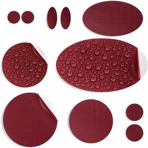 aZengear Down Jacket Repair Patches | Pre-Cut, Self-Adhesive, Soft, Waterproof, Tear-Resistant Rip-Stop Nylon Fabric to Fix Holes in Clothing, Sleeping Bags, Ski Pants (11 Pcs, Burgundy)