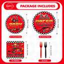96pcs Race Car Baby Shower Decorations A Little Racer Is Revving Up Plates and Napkins Race Car Theme Tableware For Boys Baby Shower Birthday Party Decorations