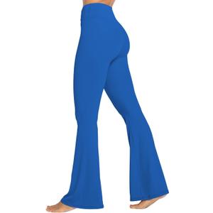 Sunzel Womens Flare Leggings No Front Seam Flare Yoga Pants with Tummy Control Crossover High Waist - 32" (Small, Classic Blue)
