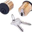 2 Pack Brass Keyd Alike Mortise Door Cylinder Lock, 1 1/4" Inch Length Keyed Standard SC1 Keyway, Door Replacement Lock Cylinder with 2 Keys Suitable for Home and Commercial Use (Black).