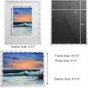 8X10 Wavy Picture Frame With Mat For 5x7, Wavy Edge Wooden Picture Frame with Real Glass - Wall Mount and Tabletop Display, White, 2 Pack