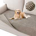 H.VERSAILTEX Plush Chenille Dog Bed Cover Thick Soft Sofa Cover for 3 Cushion Couch Anti Slip Couch Cover Furniture Protector for Dog, Pet, Cat (35" x 82", Taupe)