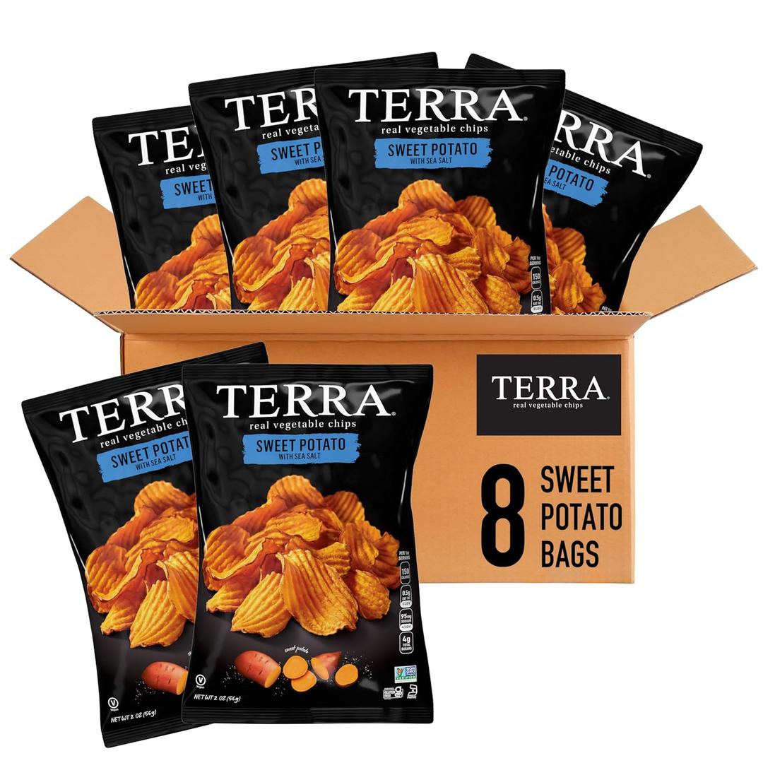 Terra Vegetable Chips, Sweet Potato with Sea Salt Vegetable Chips, 2 Oz (Pack of 8) BBD: 12-25-25