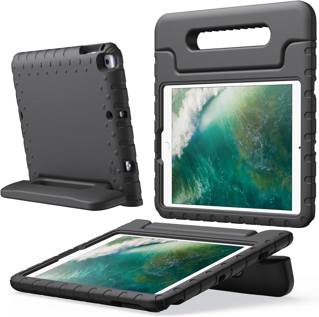 JETech Kids Case for iPad 9.7 Inch (6th/5th Generation, 2018/2017), iPad Air 2/1 9.7 (2nd/1st Gen, 2014/2013) and iPad Pro 9.7 2016, Shockproof Lightweight Tablet Cover with Handle Stand (Black)