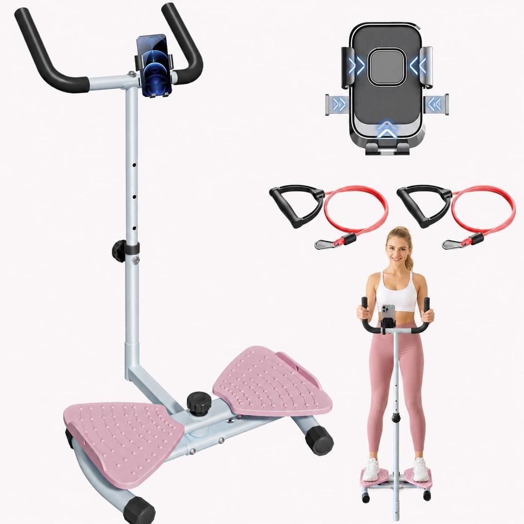 Waist Twisting Machine with Handlebar & Phone Holder, Waist Twister with Resistance Bands, 330 lbs Capacity Ab Twister Board for Women, AB Twister Home Gym Exercise Equipment for Slim Waist, Core Ab Exercise