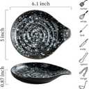 LAUCHUH Spoon Rest for Stove Top, 5 inch Cooking Spoon Holder for Kitchen Countertop Large Ladle Holder for Spatula, Spoons or Tong, Farmhouse Halloween Decor, Starry Black