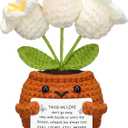 Janinka Sympathy Gift for Loss of Loved One Memorial Crochet Flower Remembrance Bereavement Decor Grief Support Gift for Grandpa Grandma Mom Dad Women Friends(White,Lily of The Valley)