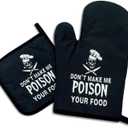 Don't Make Me Poison Your Food,Funny Oven Mitts and Pot Holders,Silicone Non-Slip Oven Mitts,Chef Gift,Housewarming Gift Ideas,Cooking Baking BBQ Gifts
