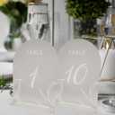 Frosted Acrylic Arch Table Numbers for Weddings  Set of 10 Table Numbers with Stands & Two Additional Signs Guest Book & Cards  Pack of 12- Elegant 5x7 Signs Perfect For Decoration, Receptions, Centerpiece, Party and Events