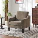 VINGLI Accent Chair for Living Room Chairs Light Brown Reading Chair for Bedroom Scooped Arm Chair Mid Century Modern Accent Chairs Upholstered Comfy Chair for Apartment, Waiting Room, 29.9 inches x 30.7 inches x 33 inches
