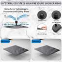 16 Inch Square Stainless Steel Shower Head Rain Style Large Shower Head Matte Black High Pressure