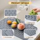 Silicone Dish Drying Mat for Kitchen Counter, Non-Slip Draining Mat Kitchen Drain Mats for Counter, Dish Drying Pad with Drain Lip for Kitchen Undercounter Sink (Gray, 15.7"x12.6")