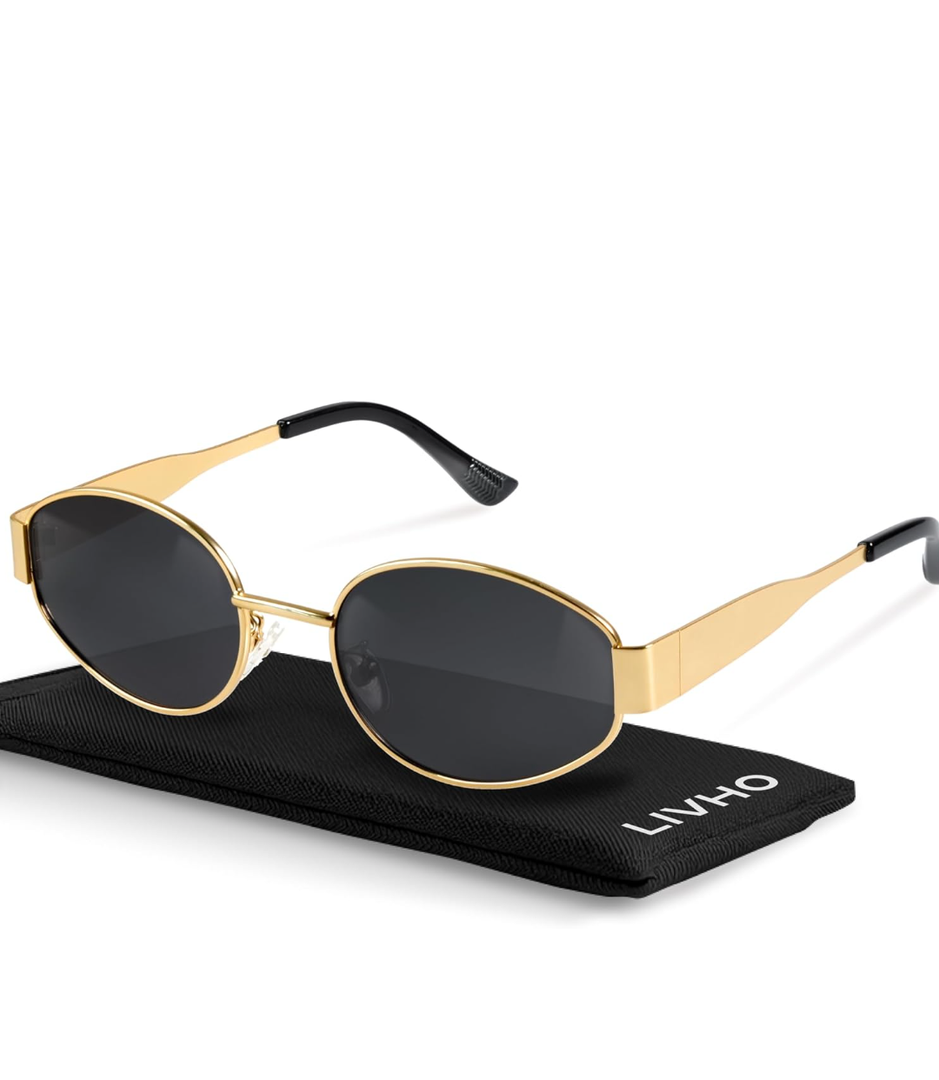 livho 2025 Trendy Oval Sunglasses - Stylish Polarized Shades for Everyday - Retro Metal Frames