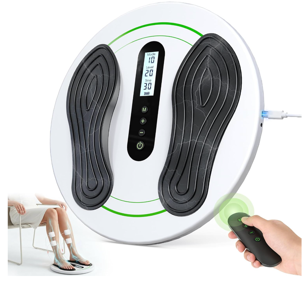Uoboo Transcutaneous Electrical Nerve Stimulator for Feet, EMS Foot Massager for Neuropathy NMES Stimulator Circulation and Pain Relief, Electric Foot Massager with 4 TENS Unit Muscle Stimulator Pads