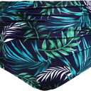 Tempt Me Women High Waisted Bikini Bottom Retro Ruched Swim Bottom Shirred Tankinis Brief (X-Large, Green Leaves)