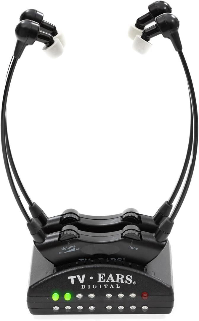 TV EARS 5.0 Dual Digital Wireless Headset System for Watching, Includes 2 Headsets & RF Transmitter Compatible with Most TV Brands, Ideal for Seniors & with Hearing Difficulties