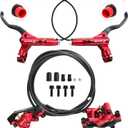 Zoom HB876E Hydraulic Disc Brakes Set 4-Pistons E-Bike Electric Power-OffHydraulic Brake Set for eBike, Mountain Bike, Road Bike (Red)