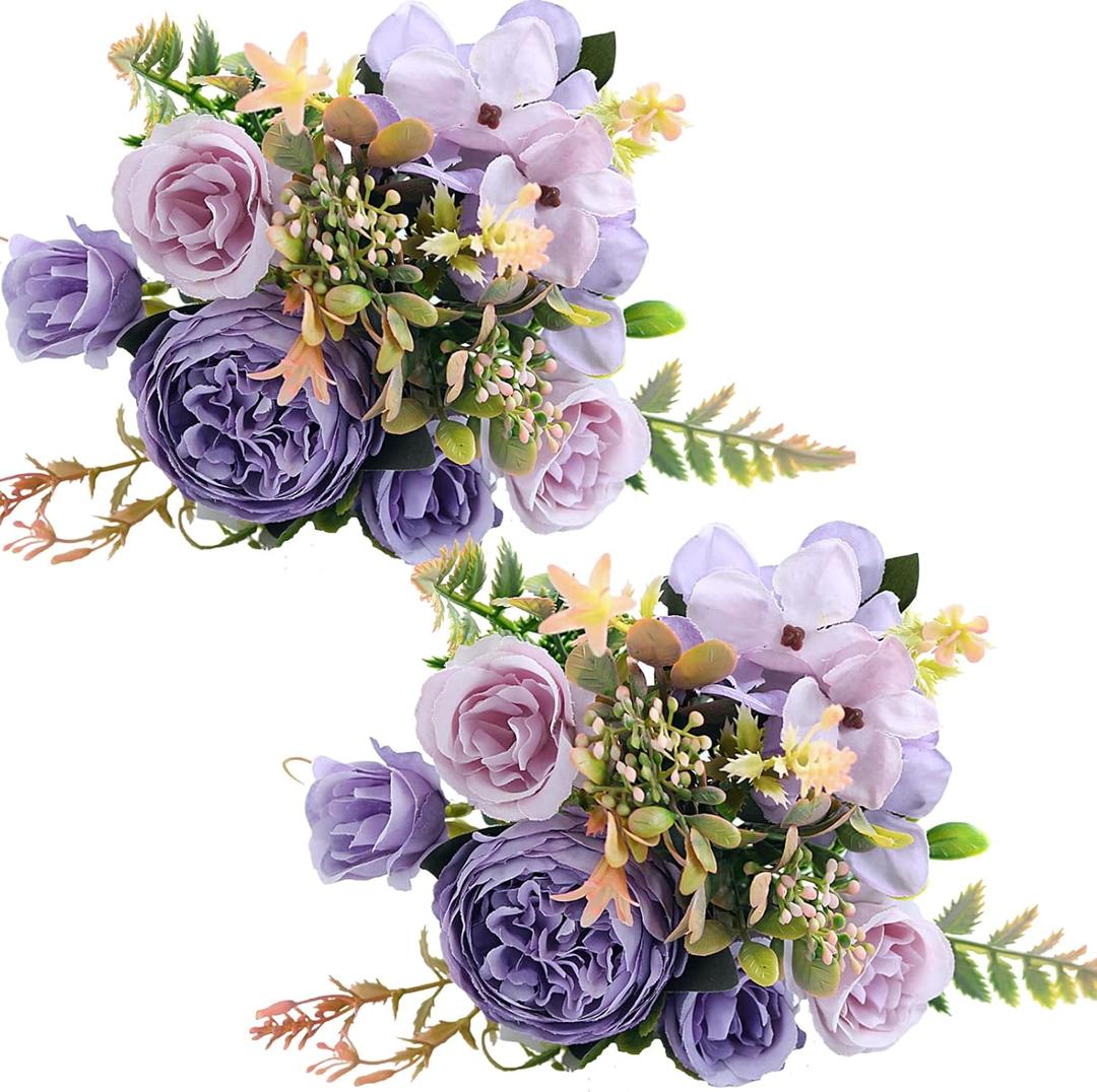 ASTRYAS Artificial Flowers, Peonies Artificial for Decoration Small Silk Flowers Bouquet Artificial Purple Peony for Wedding Party Cake Home Dcor (Purple)