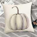 Fall Decorations White Pumpkin Throw Pillow Covers 16x16 Set Of 2 Autumn Outdoor Pumpkins Pillows Cover Teal Gray Thanksgiving Decorative Pillow Case Farmhouse Cushion Cover for Couch Bed Sofa Decor
