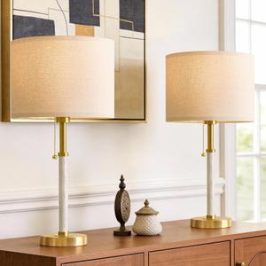 G-SAFAVA 22" Table Lamps Mid Century Modern Lamps for Bedroom Living Room Bedside Lamps for Night Stands Wood Nightstand Lamp Gold Small Side End Table Lamps Set of 2 Vintage Home Deco Office Gifts