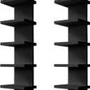 2 Pack 5 Tier Wall Shelf Unit - Narrow Smooth Laminate Finish - Vertical Column Wall Decor Mount Floating Storage Home Decor Organizer Tall Tower Utility Shelf for Bedroom, Living Room(Black)
