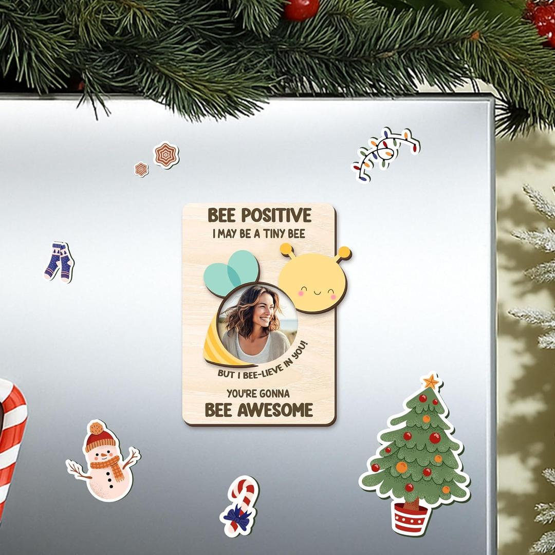 Magnetic Picture Frames - Mother's day Gift - BEE POSITIVE - Daily Motivation Gift - Positive Appreciation Decor - Encouragement Gifts for Women - Magnetic Frames for Refrigerator, Locker & More