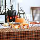 3 Wick 14oz Pumpkin Scented Orange Candle in Glass Jar with Lid, Large Fall Colored Aromatherapy Gift Candle for Harvest Halloween Home Table Decoration - 60-70 Hours Burning Time