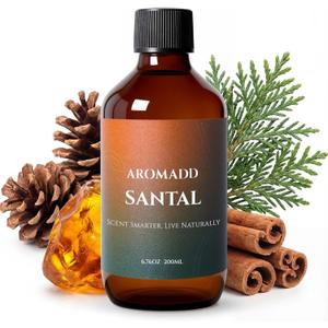 Aromadd Aromadd Santal Diffuser Oil Inspired by Luxury Hotel Scent, Essential Oils for Waterless Diffuser, Warm Sandalwood & Amber Aroma, Long-Lasting & Natural Home Fragrance - 6.76 fl oz (200 mL)