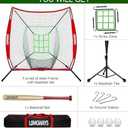 7'x7' Portable Baseball Net Set - Batting, Hitting & Pitching Practice Net with Baseball Tee, Carrying Bag, for All Skills