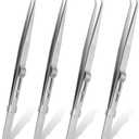4 Pieces Diamond Tweezers Professional Jewelry Gem Tweezers Precision Tweezers Stainless Steel Pointed Tip Tweezers with Slide Locking and Gem Slot for jewelry making