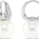 Amazon Essentials Hoops with Pearls (Silver)