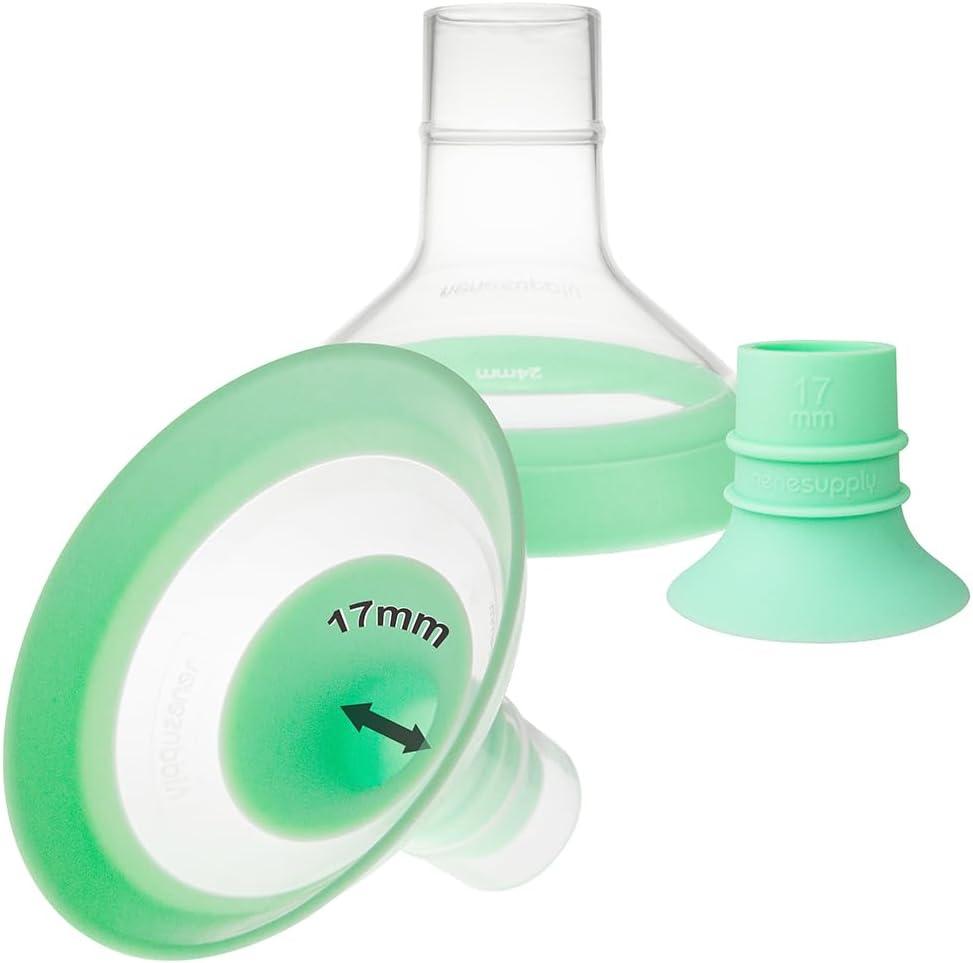 Nenesupply 17mm Flange Inserts and 24mm Flanges Compatible with Medela Breast Pump Parts Replacement 17mm Flange for Medela Work with Pump in Style Parts Symphony Swing Maxi Harmony Personalfit Flex