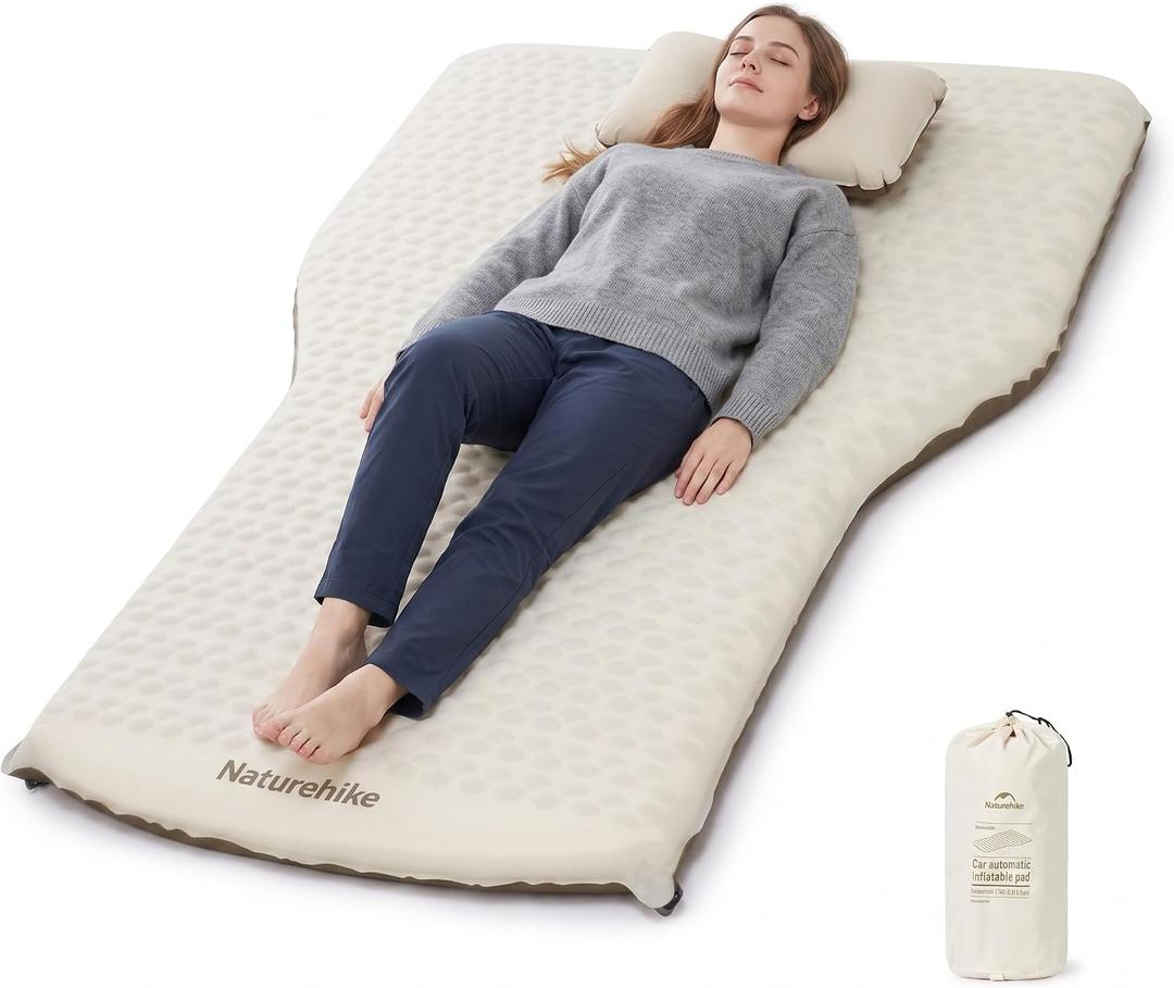 Naturehike 2.56 Thickened TPU Car Mattress for SUV Camping, Self Inflating Sleeping Pad Memory Foam Car Air Mattress Queen for Outdoors, Travel, Home