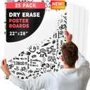 Hygloss Large Dry Erase Poster Board Paper 22x28 Inch (25 Count) Single-Sided Wall White Board Dry Erase Sheets - 14 Pt. Thick Paper for Home, School, Classroom, Office, Kids Art, Menus Signs, Lists