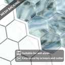 5 Sheets Ink Wash Black Hexagon Glass Mosaic,Pool Tiles,12" x 10" Kitchen Backsplash Tile