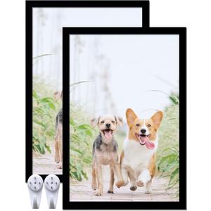 12x18 Picture Frame Set of 2, Black Photo Frames High Transparent Wall Gallery Desktop Horizontal Vertical for Canvas Collage Photo Poster Certificate 12 x 18 inches