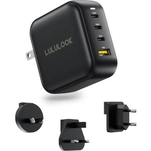 LULULOOK 100W USB C Charger, 4-Port GaN Fast Charging Block, PD Type-C Wall Charger Travel Adapter for MacBook Pro/Air, iPhone 16, Pixelbook, iPad, Samsung Galaxy S24, Console, UK/EU/AU Plug Included