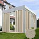 HolidayIdeas Linen Outdoor Curtains for Patio Waterproof-4 Panels Cream Outside Gazebo Curtains 54"x95"-Indoor/Outdoor Curtains Weighted Weatherproof, Privacy for Pergola, Porch, Cabana, Livingroom
