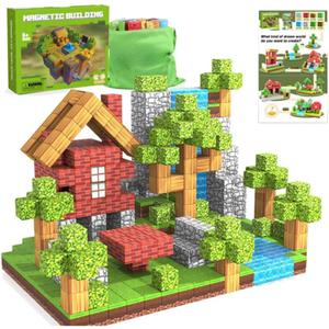 Magnetic Blocks 100PCS Magnetic Tiles Building Blocks, Build Forest World Set, Toys for Kids Boys Girls Ages 8+ Easter Christmas Birthday Gifts