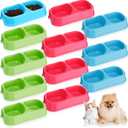Hsei 12 Pieces Plastic Cat Dog Food Water Bowl Set Double Pet Dog Food Bowl for Kennel Cattery Small Medium Size Cats Puppies, 3 Assorted Colors