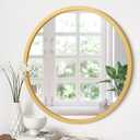 JJUUYOU Wall Mirror 24 Inch Round Wall Mirror for Bathroom Antique Circular Mirrors Washroom Wall Decor Wood Frame Mirrors for Living Room Bedroom Dorm Decorative (Gold)