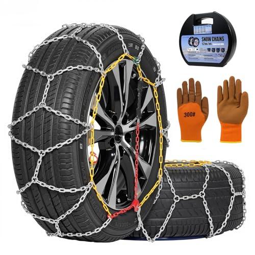 2PCS Snow Chains for SUV/Truck/Car in Snow, Sand, Mud and Ice, Universal Adjustable Emergency Portable Snow Tire Chains(KN120)