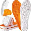 4D Cloud Steppers Insoles for Men and Women - Shock Absorption Inserts, Soft Anti-Fatigue, Relieve Foot Pain, Memory Foam Insoles for Shoes, Boots & Sneakers (Orange, Men: US 4-7/ Women: US 5-8.5)