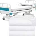 White Classic Fitted Hospital Bed Sheets Set of 3, Cotton Fitted Sheet with 200 Thread Count, Soft Standard Sheets for Hospital Bed Size: 36" x 80" x 9"