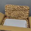 3 Gallon Wicker Trash Can,Small Bathroom Trash Can with Lid,Natural Water Hyacinth Wicker Waste Basket for Bedroom,Toilet,Narrow Garbage Can with Removable Liner