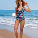 Holipick Women Tummy Control One Piece Swimsuit - Push Up Bathing Suit Full Coverage Slimming Swimwear (Black, M)