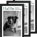 TENIBYC 11x17 Picture Frame 3 Pack, Black Wood, Real Glass, Wall Hanging